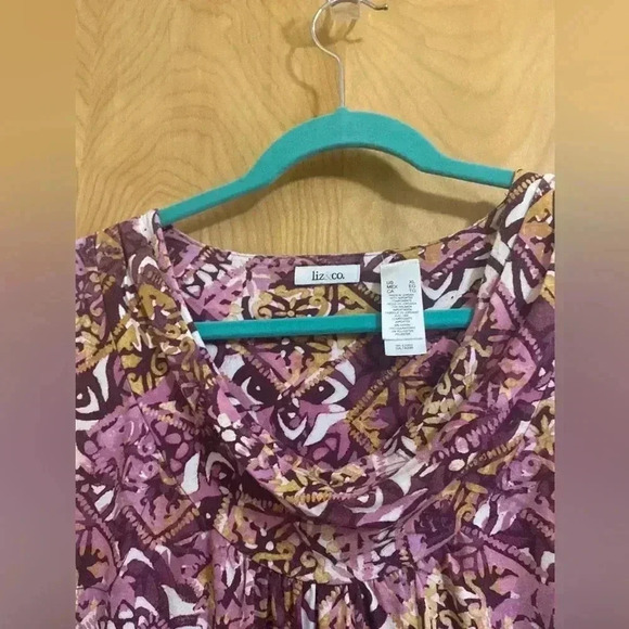 Liz and Co scoop neck tank top triangular and floral pattern - Picture 4 of 12